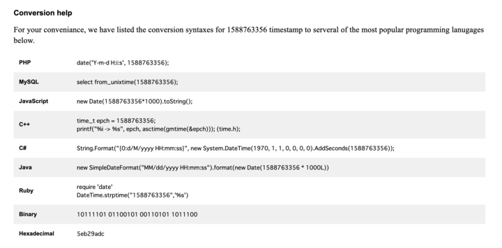 とにかく見やすい！UnixTimeから日付に変換してくれるWebサービス「Unix Time Converter」